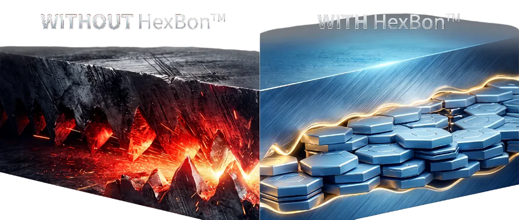 HexBon™ Stage 3: Protection — treated vs. untreated surface comparison